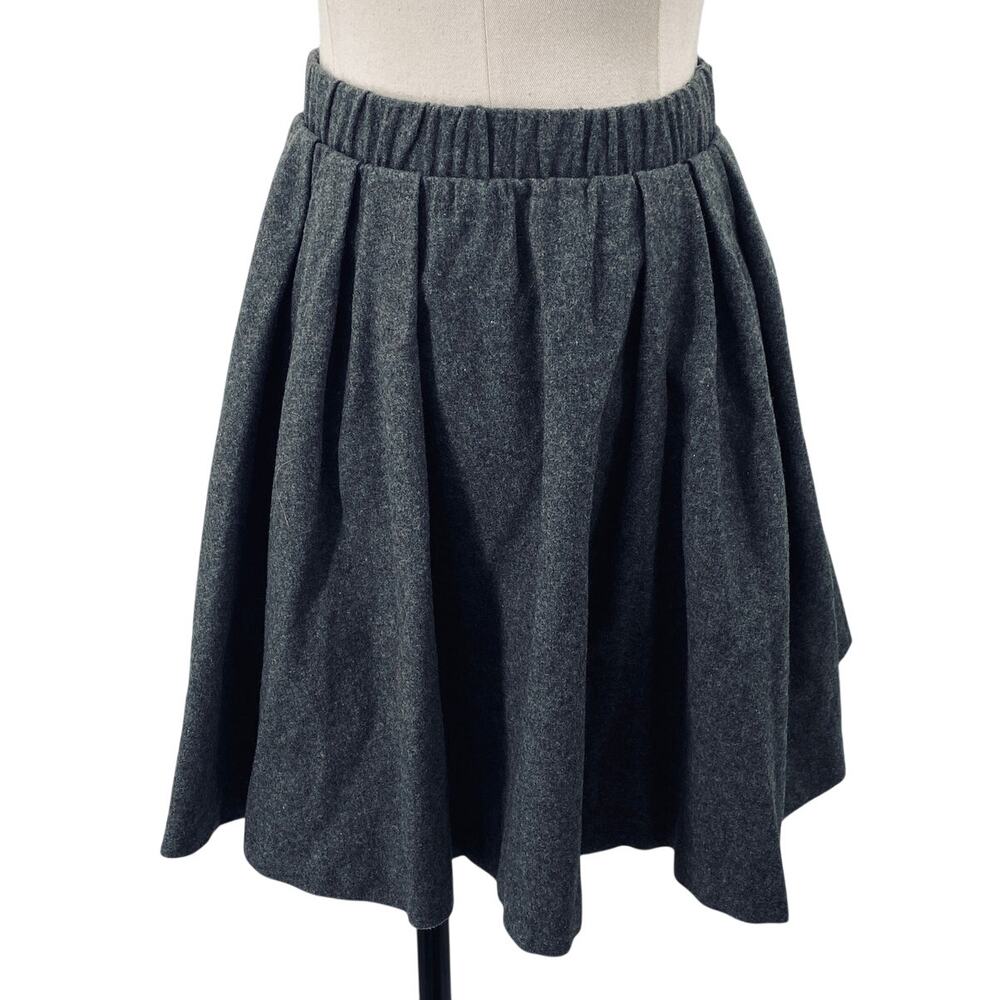 Aritzia Wool Mini Skirt Pleated Fit & Flare A Line Skater High Waist Gray 4